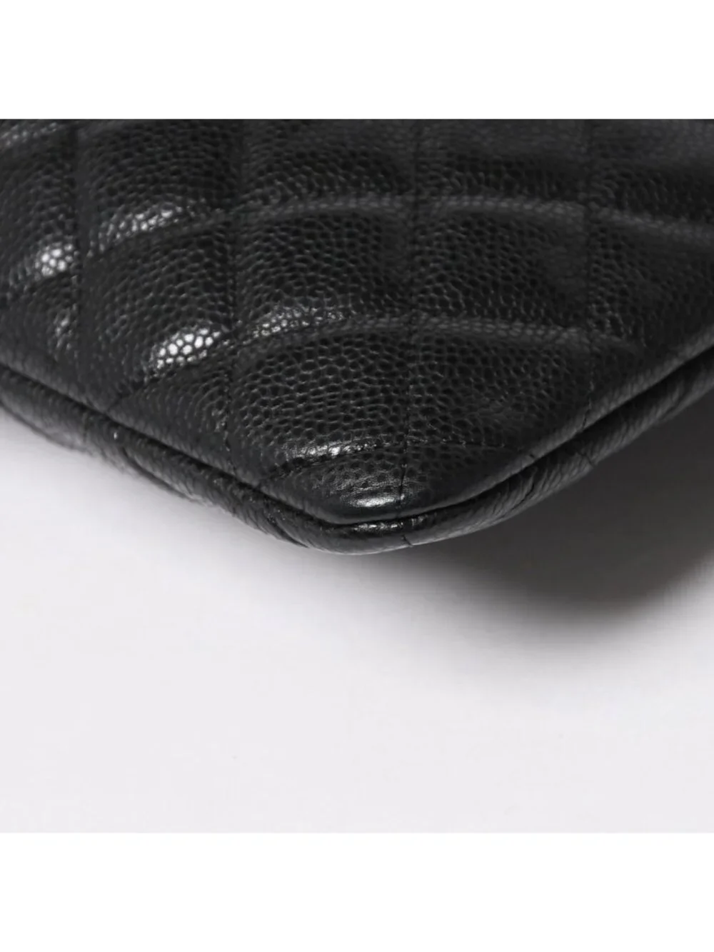 Chanel Classic Large Pouch CC Logo Caviar Leather Black